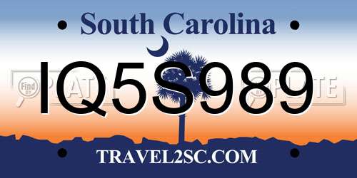 IQ5S989 South Carolina License Plate