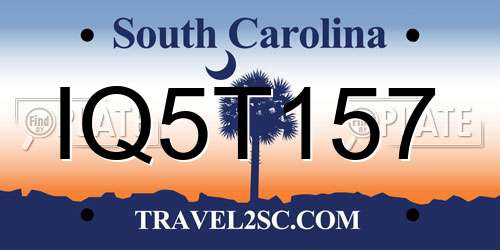 IQ5T157 South Carolina License Plate