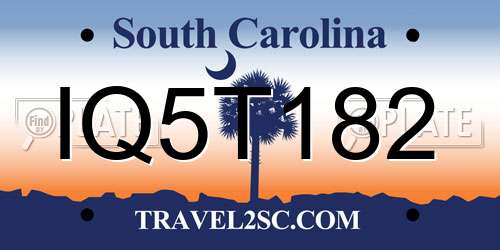 IQ5T182 South Carolina License Plate