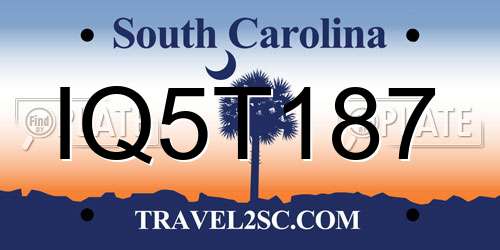IQ5T187 South Carolina License Plate
