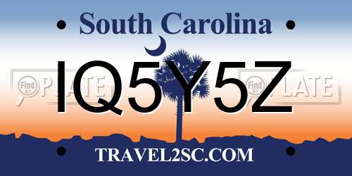 IQ5Y5Z South Carolina License Plate