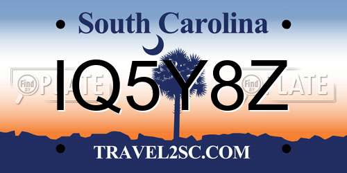 IQ5Y8Z South Carolina License Plate