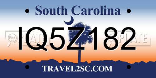 IQ5Z182 South Carolina License Plate