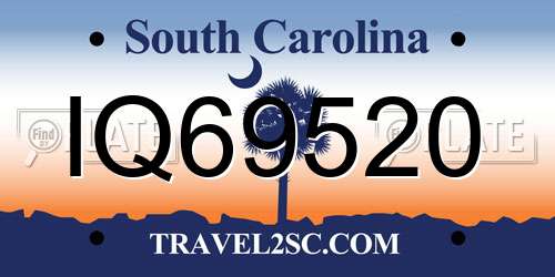 IQ69520 South Carolina License Plate