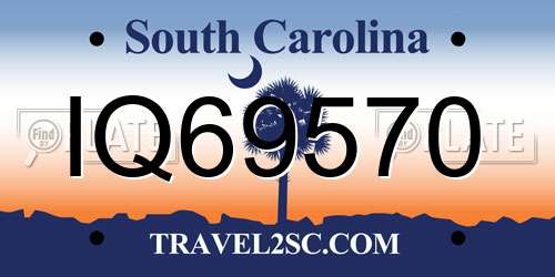 IQ69570 South Carolina License Plate