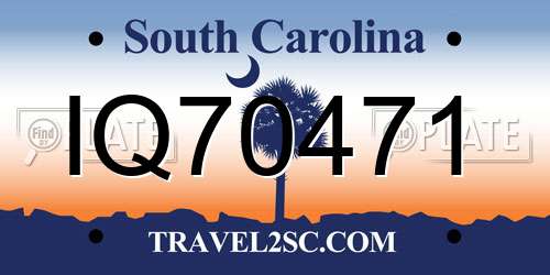 IQ70471 South Carolina License Plate
