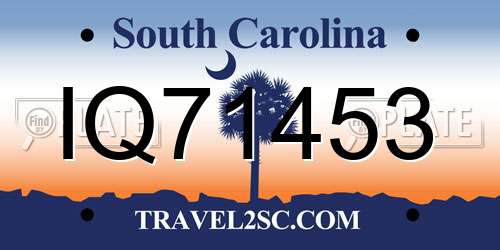 IQ71453 South Carolina License Plate