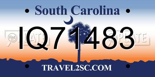 IQ71483 South Carolina License Plate