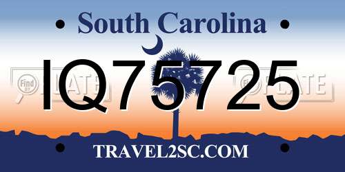 IQ75725 South Carolina License Plate