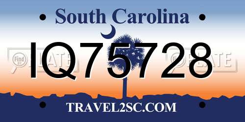 IQ75728 South Carolina License Plate