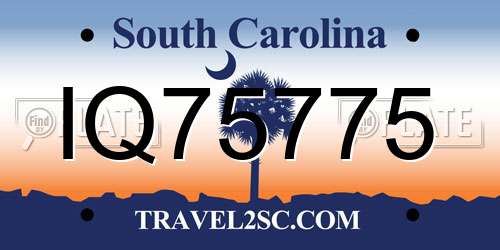 IQ75775 South Carolina License Plate