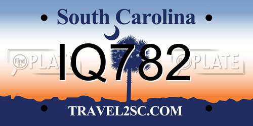 IQ782 South Carolina License Plate