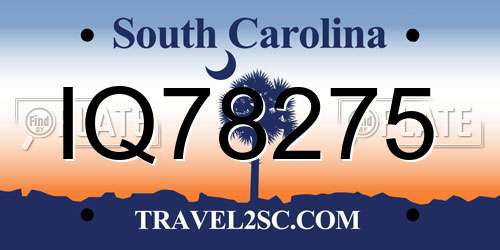 IQ78275 South Carolina License Plate