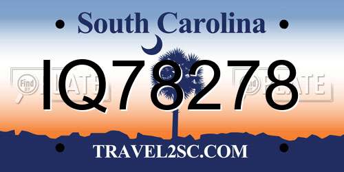 IQ78278 South Carolina License Plate