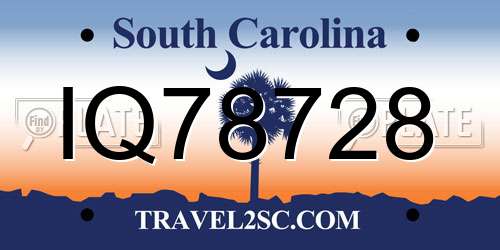 IQ78728 South Carolina License Plate