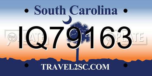 IQ79163 South Carolina License Plate