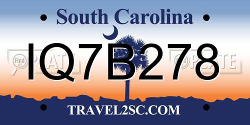 IQ7B278 South Carolina License Plate
