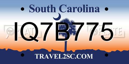 IQ7B775 South Carolina License Plate