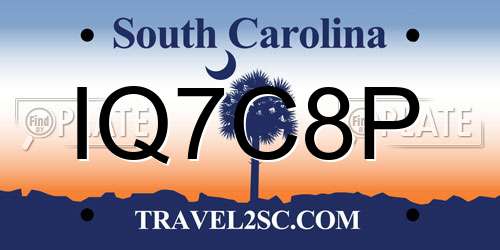 IQ7C8P South Carolina License Plate
