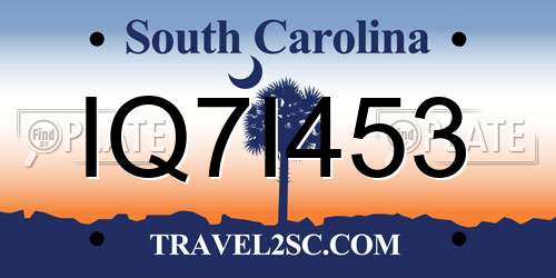 IQ7I453 South Carolina License Plate