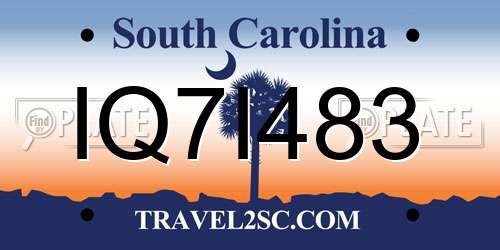 IQ7I483 South Carolina License Plate