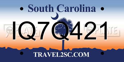 IQ7Q421 South Carolina License Plate