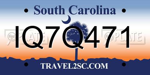IQ7Q471 South Carolina License Plate