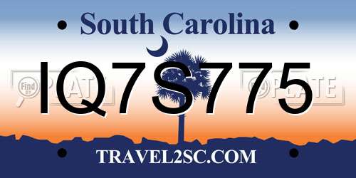 IQ7S775 South Carolina License Plate