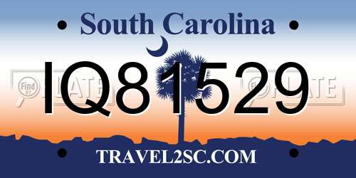 IQ81529 South Carolina License Plate