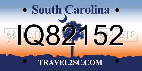 IQ82152 South Carolina License Plate
