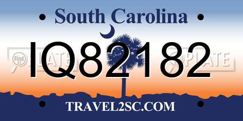 IQ82182 South Carolina License Plate
