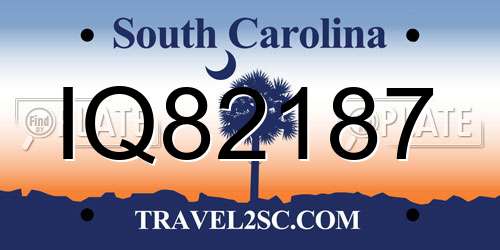 IQ82187 South Carolina License Plate