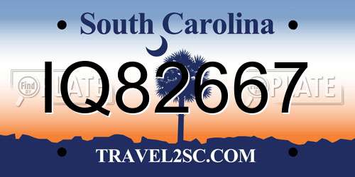 IQ82667 South Carolina License Plate