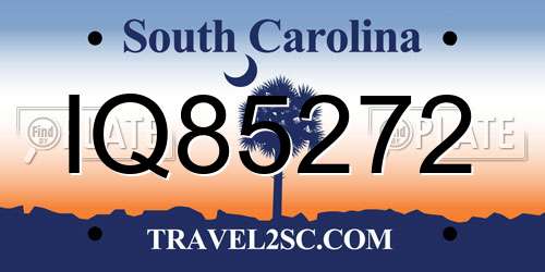 IQ85272 South Carolina License Plate