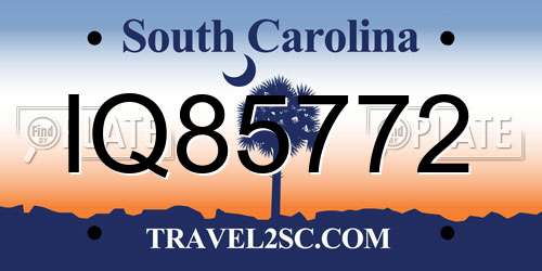IQ85772 South Carolina License Plate