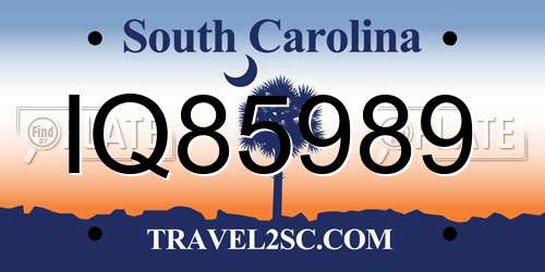 IQ85989 South Carolina License Plate