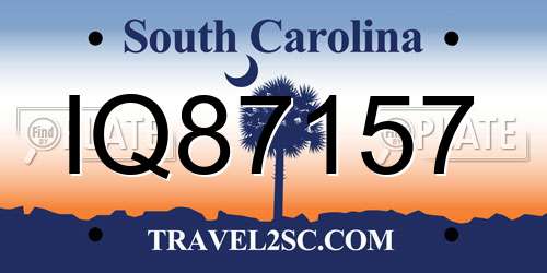 IQ87157 South Carolina License Plate
