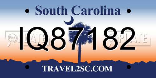 IQ87182 South Carolina License Plate