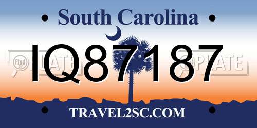 IQ87187 South Carolina License Plate