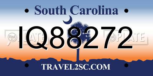 IQ88272 South Carolina License Plate