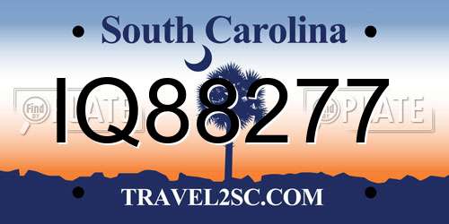 IQ88277 South Carolina License Plate