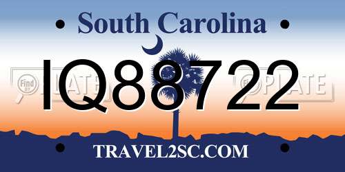 IQ88722 South Carolina License Plate