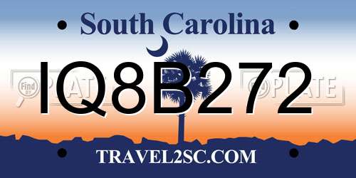 IQ8B272 South Carolina License Plate