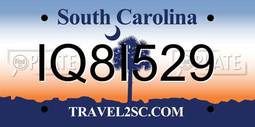 IQ8I529 South Carolina License Plate