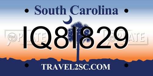 IQ8I829 South Carolina License Plate