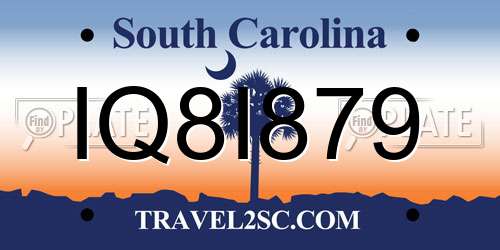 IQ8I879 South Carolina License Plate