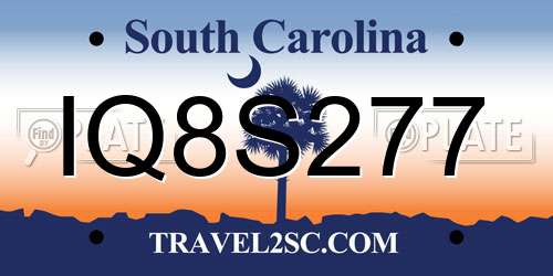 IQ8S277 South Carolina License Plate
