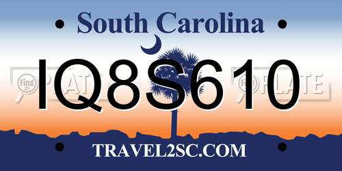 IQ8S610 South Carolina License Plate
