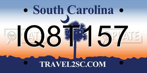 IQ8T157 South Carolina License Plate