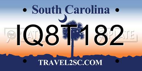 IQ8T182 South Carolina License Plate
